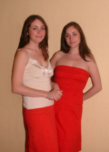 Twins in red being friends!